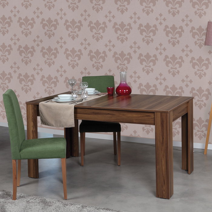Hanah Home Oblo Mesa de comedor extensible Nogal